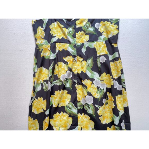 NWT Grace Karin Womens Floral Bodycon Dress Size 2XL Black Yellow Midi Slit Lace - Picture 14 of 15